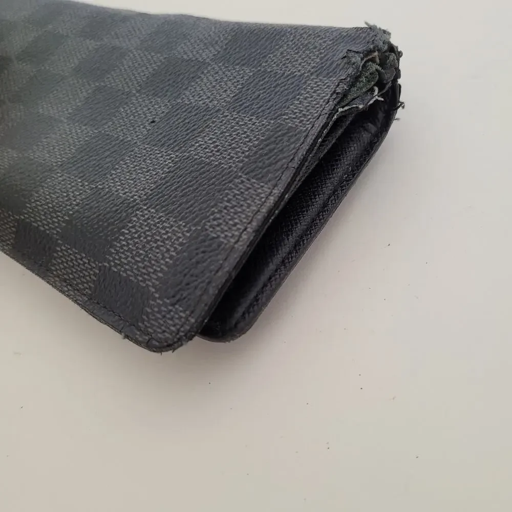 Vintage Louis Vuitton Damier Graph Wallet Black Bi-Fold Large Authentic Check